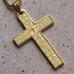 Collar con Colgante de Cruz del Padre Nuestro de Acero Inoxidable