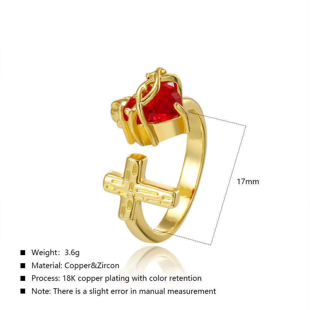 Anillo Sagrado Corazón y Cruz: Devoción Fiel y Simbolismo Elegante para el Uso Diario