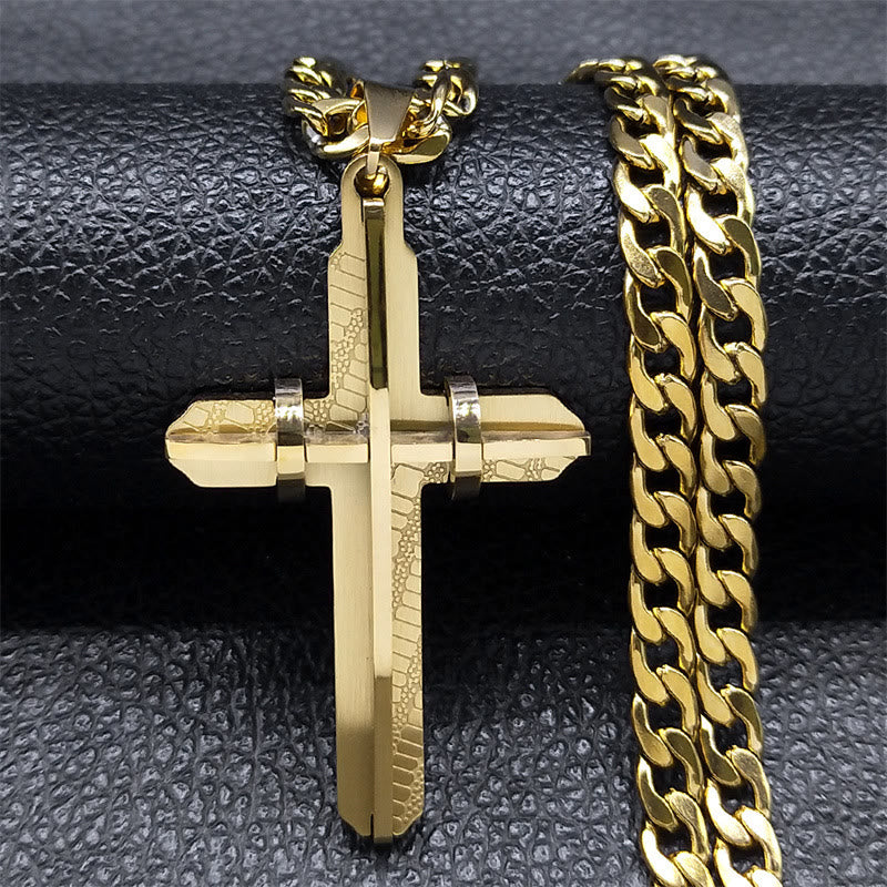 Collar de Cruz Declarativa: Artesanía Audaz y Símbolo Espiritual para un Estilo Impulsado por la Fe