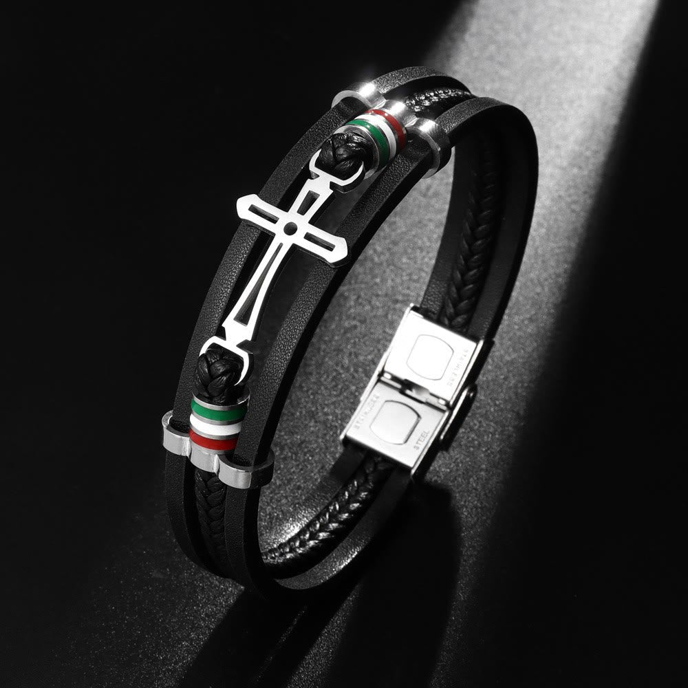Pulsera de Cuero con Cruz: Fe Robusta y Devoción Estilosa para el Uso Diario