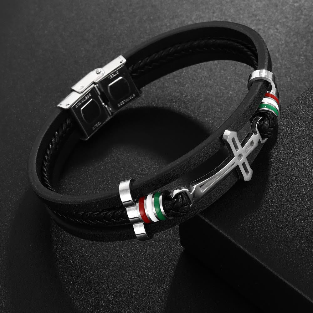 Pulsera de Cuero con Cruz: Fe Robusta y Devoción Estilosa para el Uso Diario