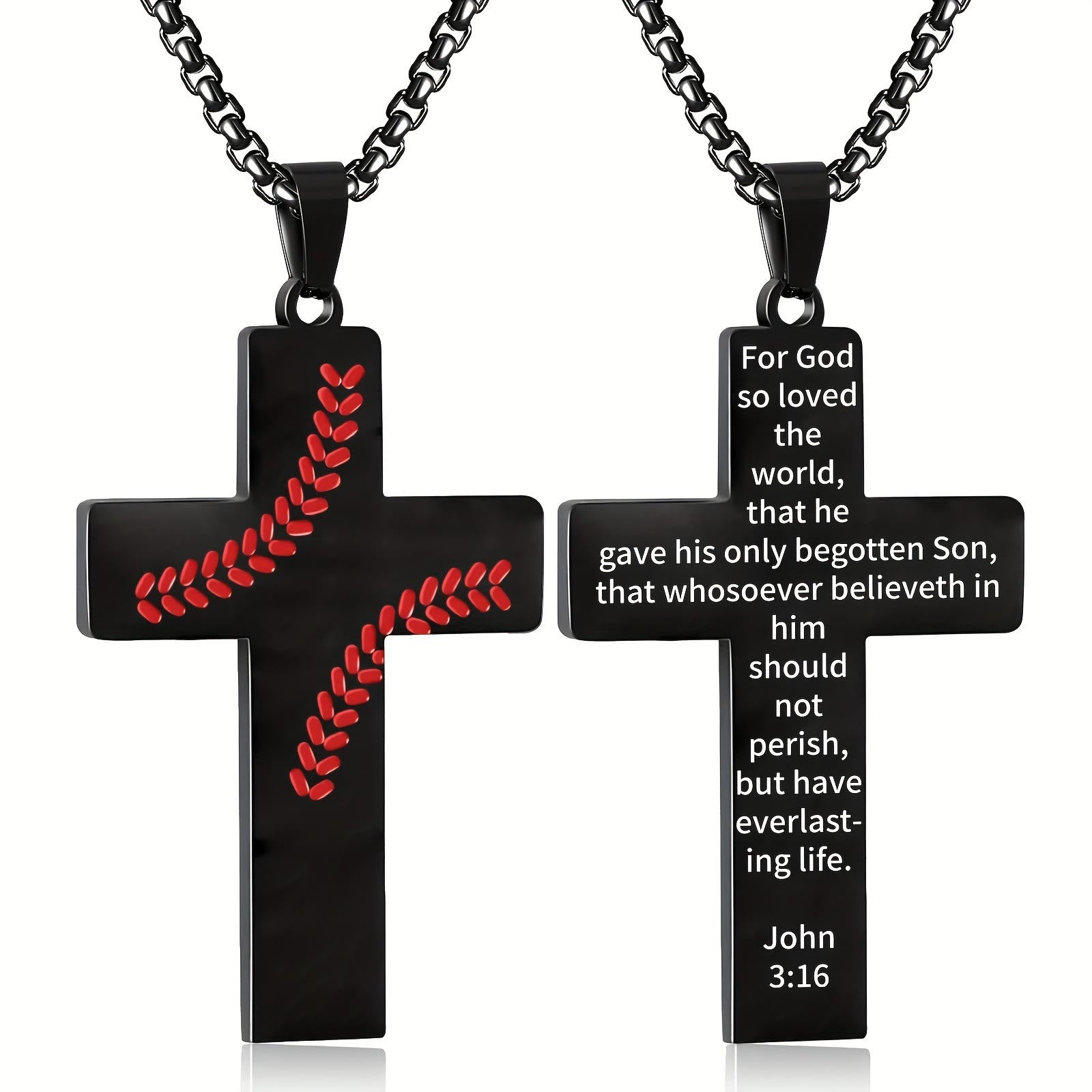 Collar Cruz con Costura de Béisbol: Devoción Atlética y Cita Inspiradora