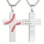 Collar Cruz con Costura de Béisbol: Devoción Atlética y Cita Inspiradora