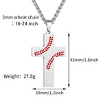 Collar Cruz con Costura de Béisbol: Devoción Atlética y Cita Inspiradora