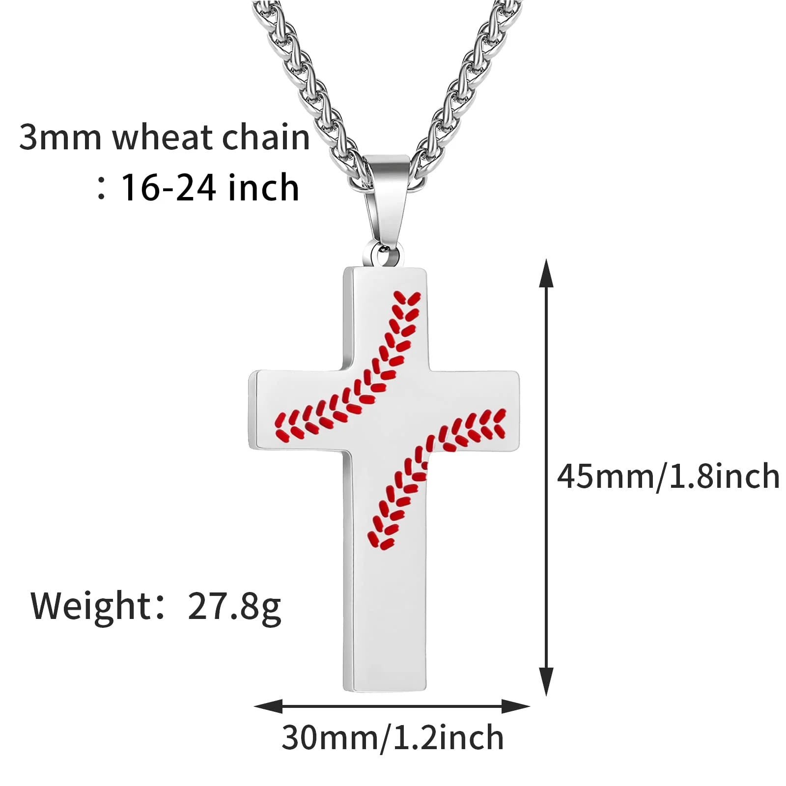 Collar Cruz con Costura de Béisbol: Devoción Atlética y Cita Inspiradora