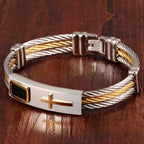 Pulsera de Cable Cruzado Multicolor: Estilo Impulsado por la Fe y Devoción Duradera