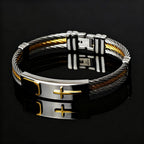 Pulsera de Cable Cruzado Multicolor: Estilo Impulsado por la Fe y Devoción Duradera