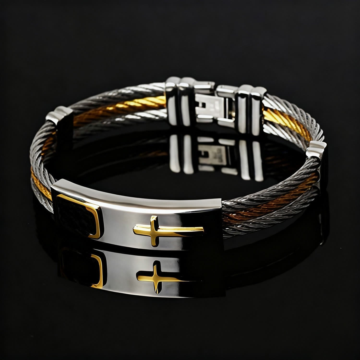 Pulsera de Cable Cruzado Multicolor: Estilo Impulsado por la Fe y Devoción Duradera