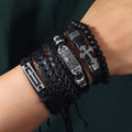 Juego de Pulseras de Cuero Impulsadas por la Fe de 6: Devoción y Expresión Estilosa