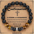 Pulsera Cruz con Ojo de Tigre, Ónix Negro y CZ - Acero Inoxidable Acentuado