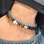 Pulsera de Ojo de Tigre y Ónix Negro: Identidad Impulsada por la Fe y Devoción Atemporal