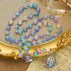 Rosario y Pulsera de Corazón Azul y Mariposa: Devoción y Espiritualidad Artística
