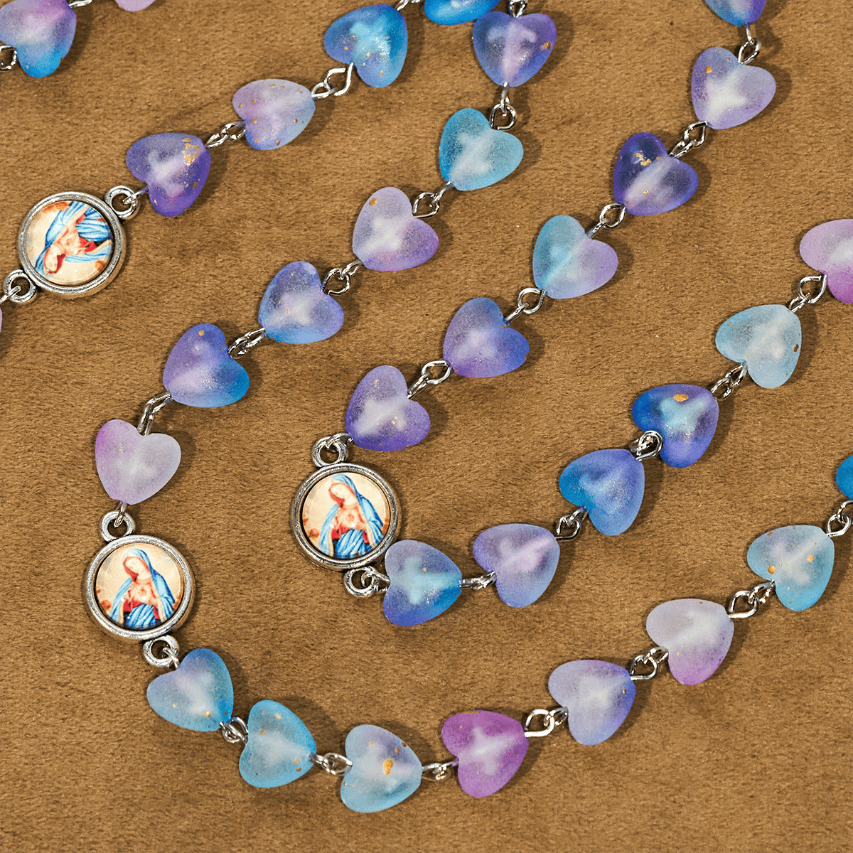 Rosario y Pulsera de Corazón Azul y Mariposa: Devoción y Espiritualidad Artística