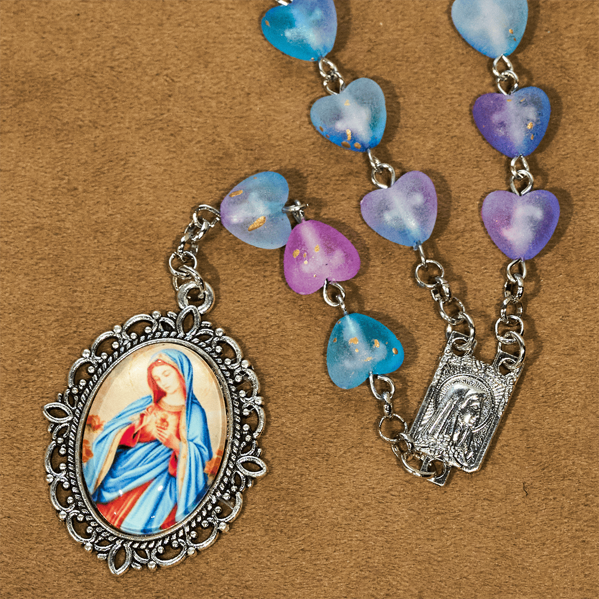 Rosario y Pulsera de Corazón Azul y Mariposa: Devoción y Espiritualidad Artística