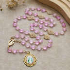 Rosario de Corazón Rosa y Mariposa, Pulsera: Devoción y Espiritualidad Artística