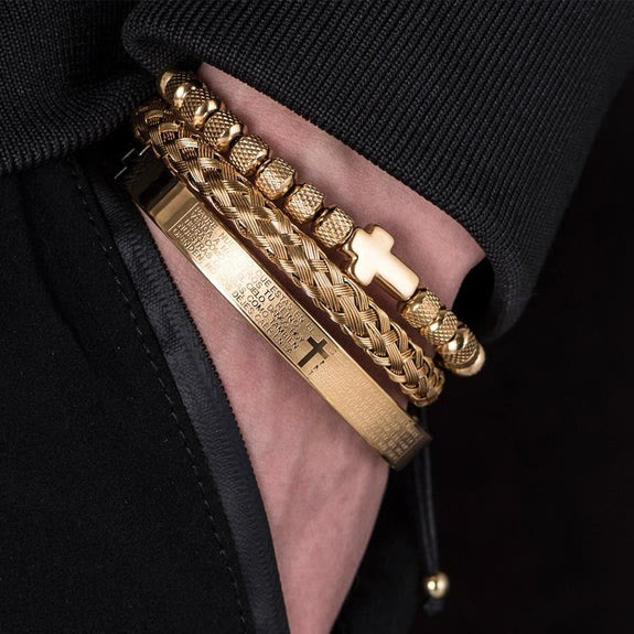 Conjunto de Pulseras de Cruz Apilables: Integración de Fe a la Moda