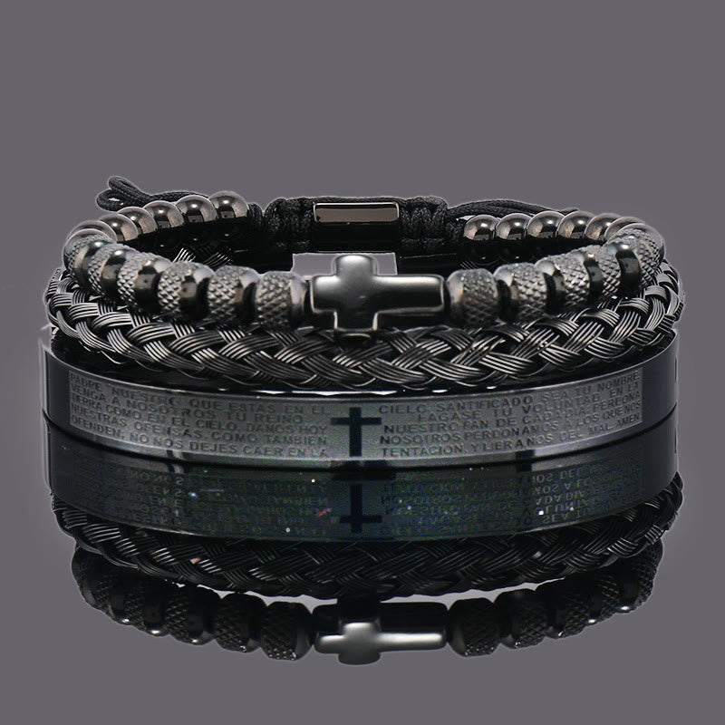 Conjunto de Pulseras de Cruz Apilables: Integración de Fe a la Moda