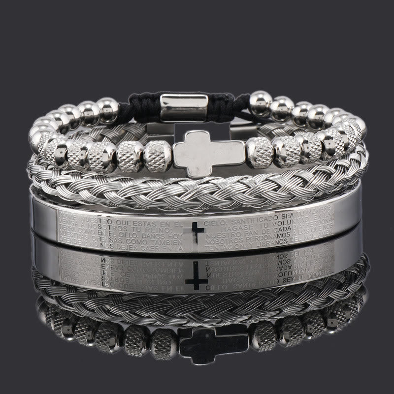 Conjunto de Pulseras de Cruz Apilables: Integración de Fe a la Moda