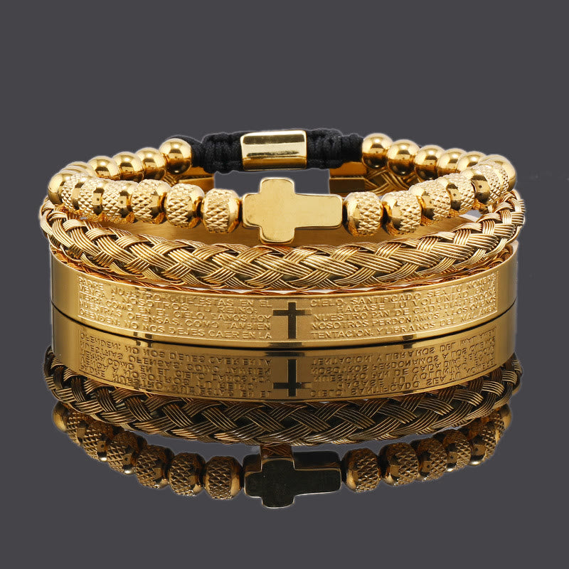 Conjunto de Pulseras de Cruz Apilables: Integración de Fe a la Moda