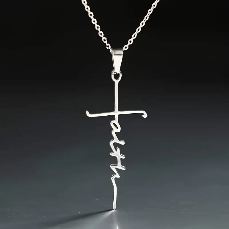 Cruz de Fe Elegante con Guion: Encanto de Creencia Suave y Joyería para Uso Diario