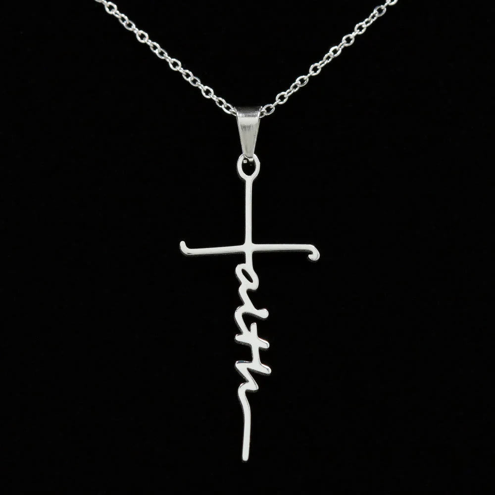 Cruz de Fe Elegante y Escrita: Encanto de Creencia Suave y Joyería para Uso Diario