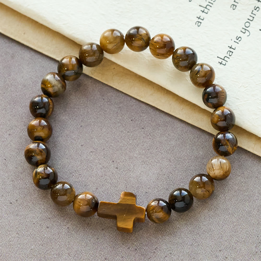 Pulsera Estilo Rosario de Ojo de Tigre: Piedra de Toque para la Reflexión