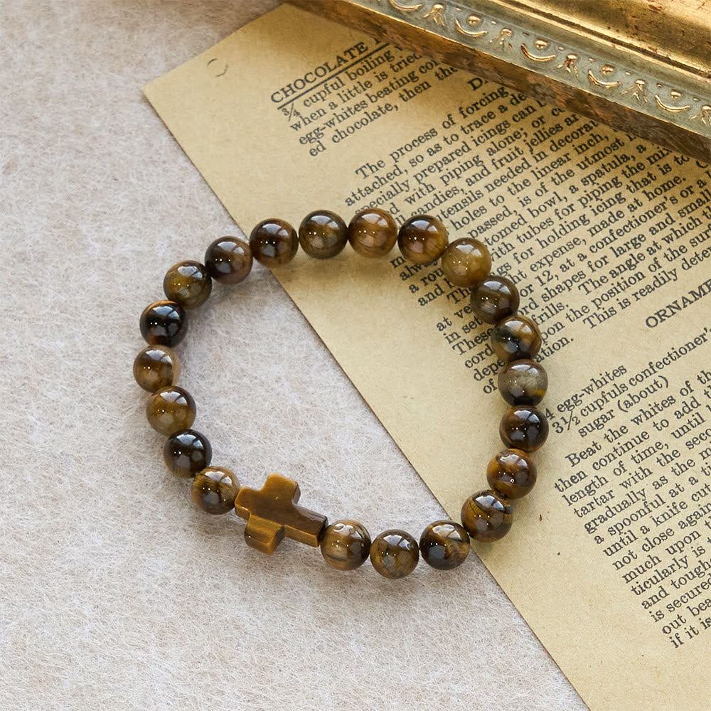 Pulsera Estilo Rosario de Ojo de Tigre: Piedra de Toque para la Reflexión