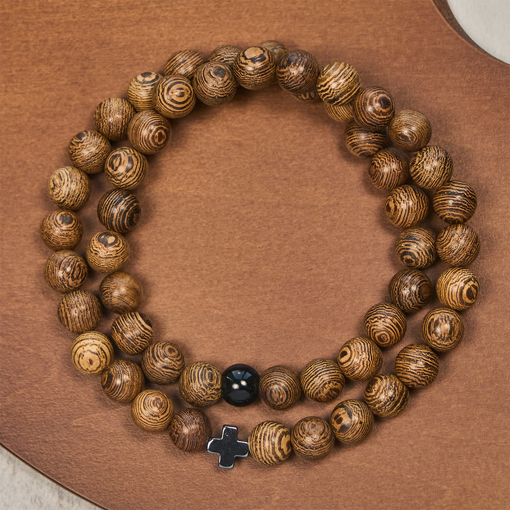 Pulsera de Cruz de Madera en Capas: Devoción Silenciosa para Momentos Cotidianos
