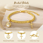 Pulsera de Cruz con Semilla de Mostaza y Perla Dorada con Tarjeta de Regalo "Dios Está Dentro de Ella"