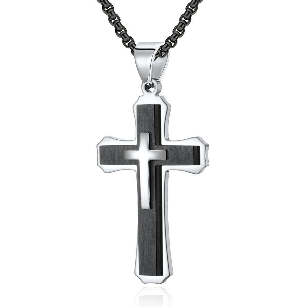 Collar de Cruz de Tres Capas: Fe Personalizada para Días Diarios