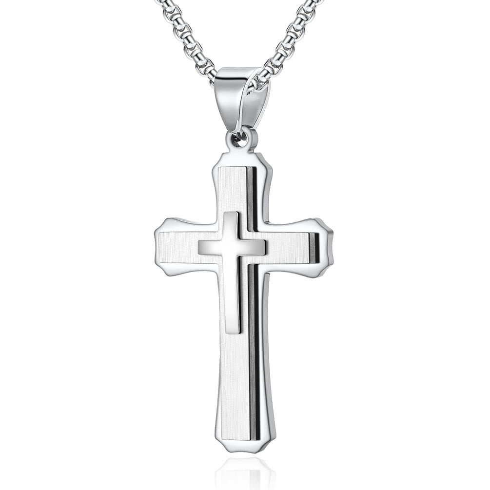 Collar de Cruz de Tres Capas: Fe Personalizada para Días Diarios