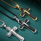 Collar de Cruz de Tres Capas: Fe Personalizada para Días Diarios