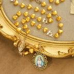 Conjunto de Rosario y Pulsera de Perlas en Forma de Corazón Amarillo: Tierno Compañero de Gracia Diaria