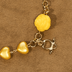Conjunto de Rosario y Pulsera de Perlas en Forma de Corazón Amarillo: Tierno Compañero de Gracia Diaria