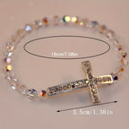 Pulsera Cruz Blanca y Azul Pavo Real: Creencia Envuelta en Brillo