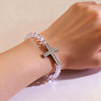 Pulsera Cruz Blanca y Azul Pavo Real: Creencia Envuelta en Brillo
