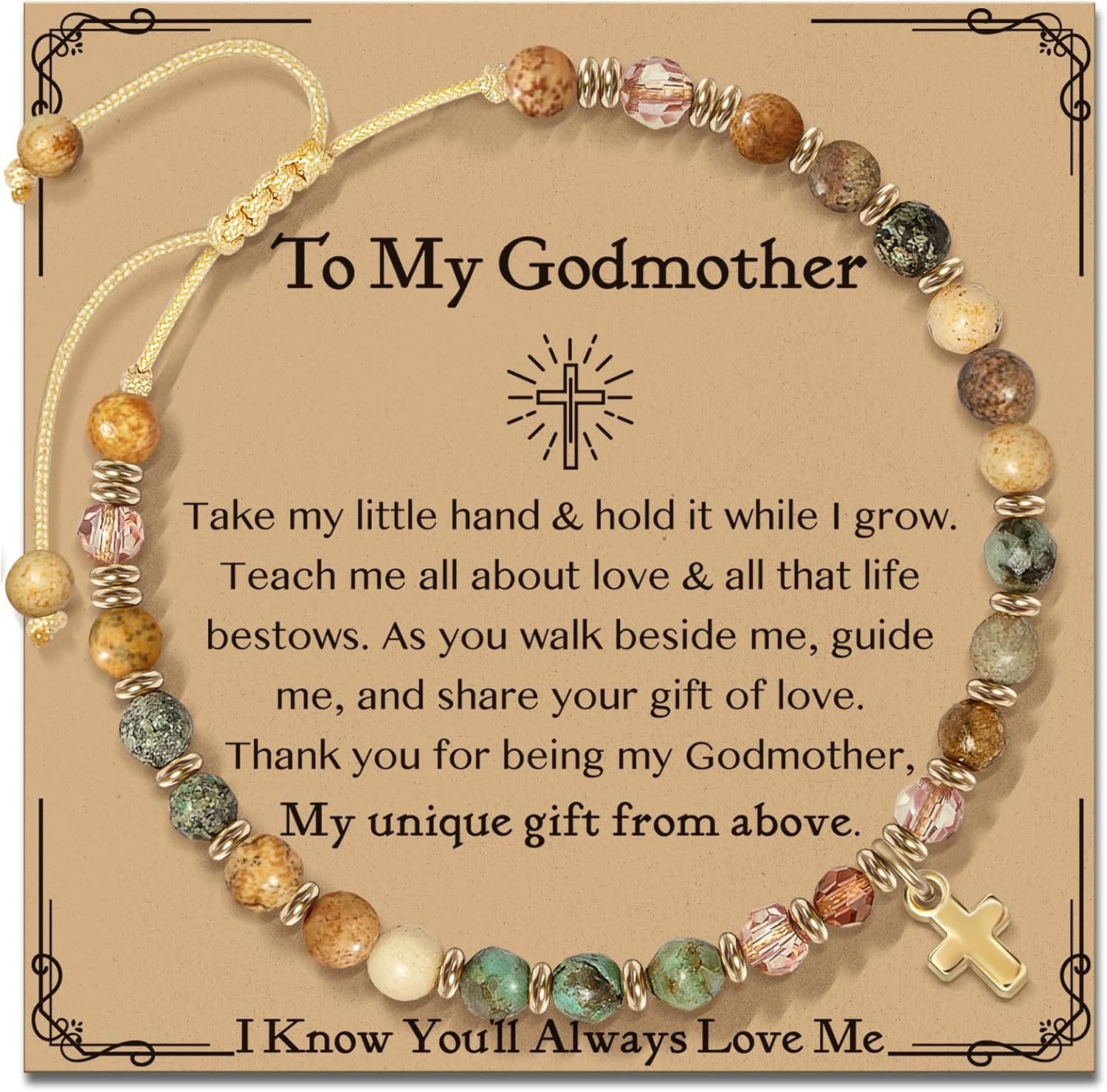 Pulsera de Piedra Natural y Cruz con Tarjeta de la Biblia: Devoción Ternura para Momentos Especiales