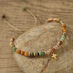 Pulsera de Piedra Natural y Cruz con Tarjeta de la Biblia: Devoción Ternura para Momentos Especiales
