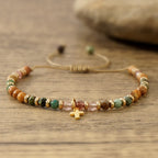 Pulsera de Piedra Natural y Cruz con Tarjeta de la Biblia: Devoción Ternura para Momentos Especiales