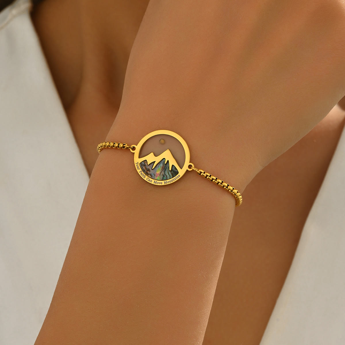 Pulsera de Semilla de Mostaza y Montaña en 2 Colores: Fe Firme para el Uso Diario