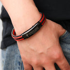 Pulsera de Cuero Trenzado con Cruz de Josué 1:9: Coraje Audaz para el Uso Diario