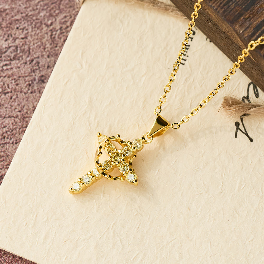 Fe - Collar de Cruz con Acentos de Piedras de Nacimiento Mensuales