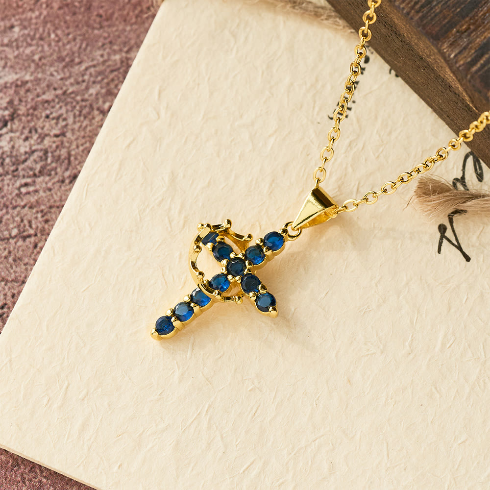 Fe - Collar de Cruz con Acentos de Piedras de Nacimiento Mensuales