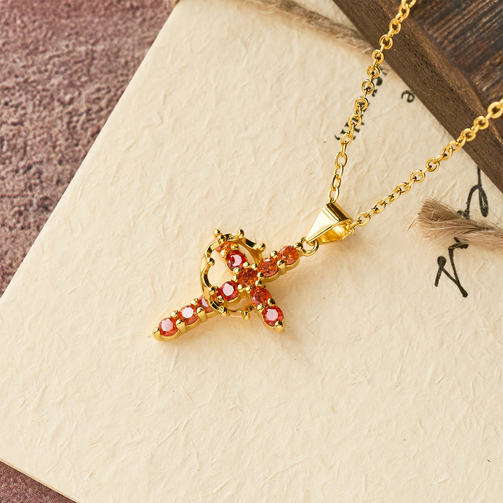 Fe - Collar de Cruz con Acentos de Piedras de Nacimiento Mensuales