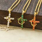 Fe - Collar de Cruz con Acentos de Piedras de Nacimiento Mensuales
