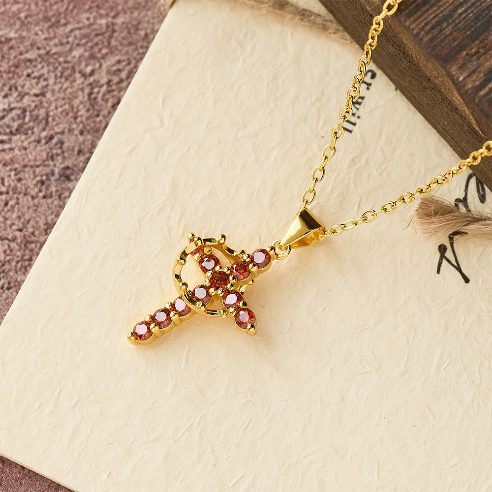 Fe - Collar de Cruz con Acentos de Piedras de Nacimiento Mensuales