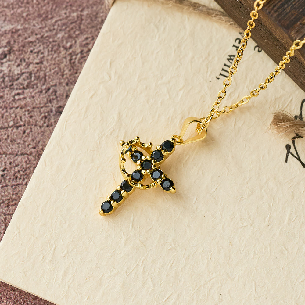 Fe - Collar de Cruz con Acentos de Piedras de Nacimiento Mensuales