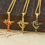 Fe - Collar de Cruz con Acentos de Piedras de Nacimiento Mensuales