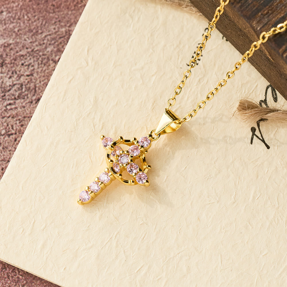 Fe - Collar de Cruz con Acentos de Piedras de Nacimiento Mensuales
