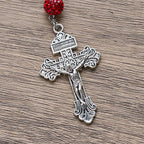 Medalla Milagrosa y Crucifijo de Collar de Gemas Plateadas Redondas de 10 mm